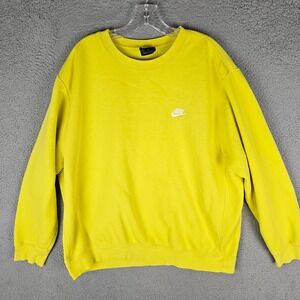 Nike Sportswear Club Sweatshirt Mens 2XL Yellow Fleece Lined Pullover BV2662-731